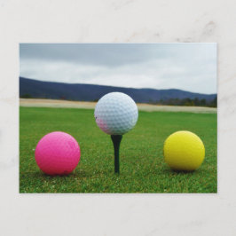 Postal Bolas de golf de colores, tee de montaña