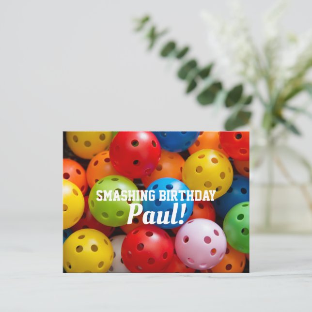Postal Bolas de picnic coloridas, texto personalizado (Anverso de pie)