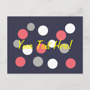 Postal Bolas Patrón de Círculos Gris Blanco Coral Rosa
