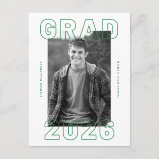 Postal Bold Graduation Photo Card | Announcement Postcard