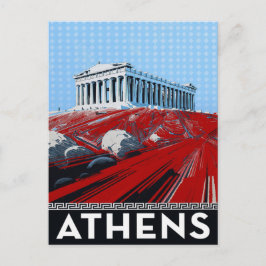 Postal Bold Pop Art Style Athens Parthenon Greece