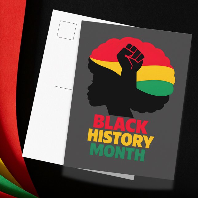 Postal Bold Vibrant Pan African Silhouette Afro Woman  (Bold Vibrant Pan African Silhouette Afro Woman Postcard)