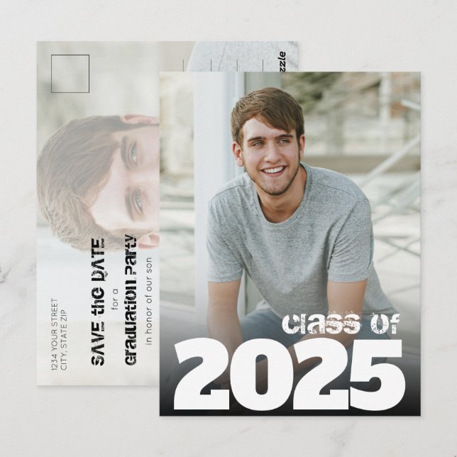 Postal Bold Year Photo 2021 Graduation Save the Date (Anverso / Reverso)