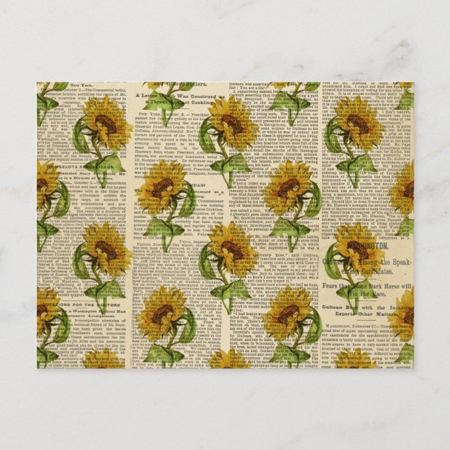Postal Boletín de Sunflowers y Vintage Style (Anverso)