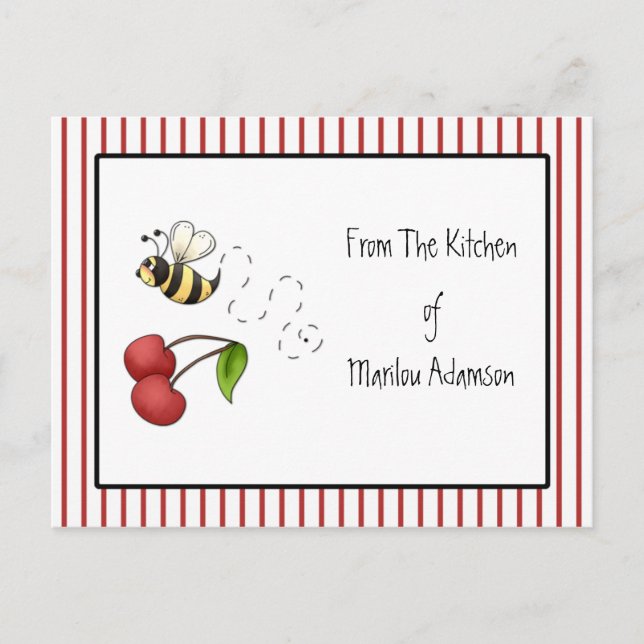 Postal Boletines de recetas de Bee Cherries (Anverso)