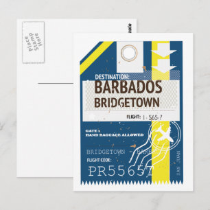 Postal boleto de viaje a Bridgetown Barbados