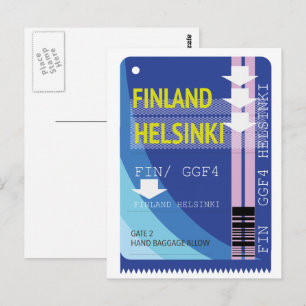 Postal boleto de viaje a Helsinki Finlandia