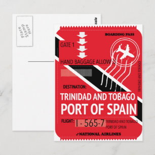 Postal boleto de viaje de puerto de españa trinidad y tob