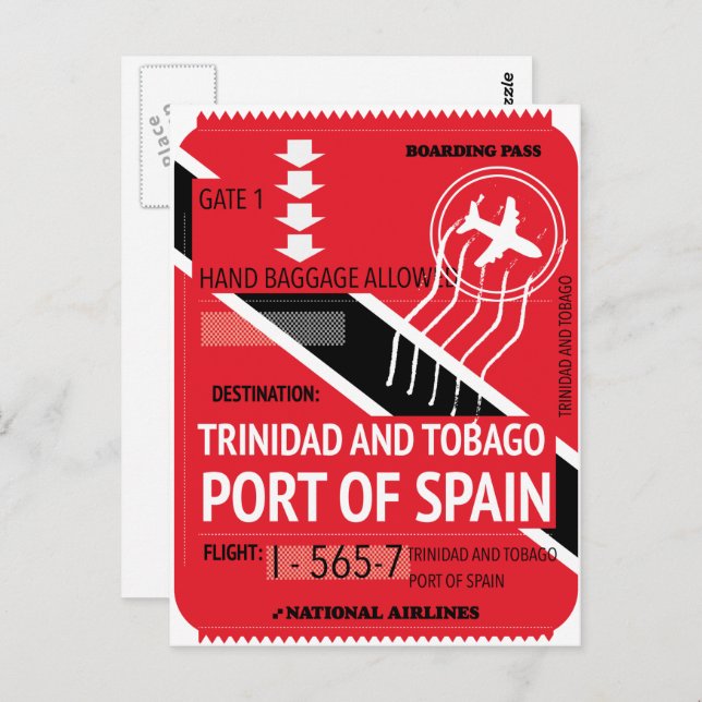 Postal boleto de viaje de trinidad y tobago (Anverso / Reverso)