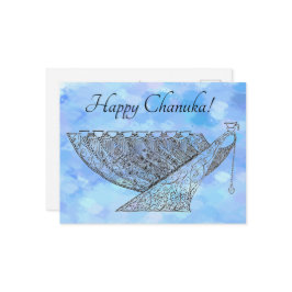 Postal Bolígrafo de bonito y tinta Chanukah Menorah con p