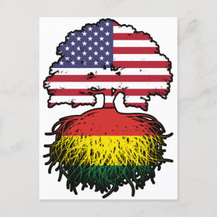 Postal Bolivia Bandera de raíces de árboles norteamerican