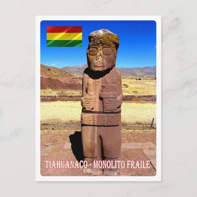 Postal Bolivia - Tiahuanaco - Fraile Monolito - (Anverso)