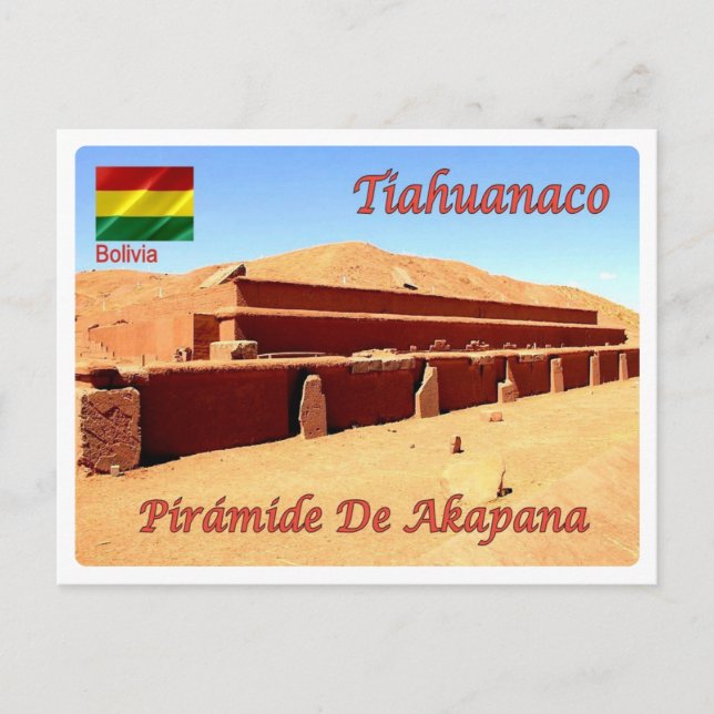 Postal Bolivia - Tiahuanaco - Piramide de Akapana (Anverso)