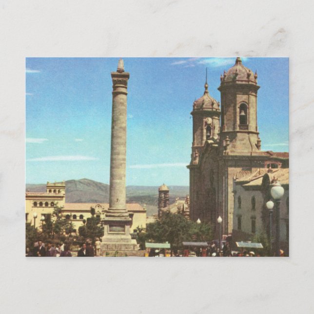 Postal Bolivia vintage, Polosi, columna de la catedral (Anverso)