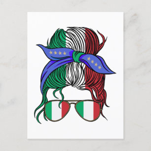 Postal Bollo desordenado de Italia con bandera italiana