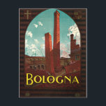 Postal Bologna Bononia Italia Viaje Vintage<br><div class="desc">Bolonia Bononia Italia Viaje de poster arte de la Edad de Oro de Viajes,  inspiración artística de destinos pintorescos alrededor del mundo. Regalos</div>
