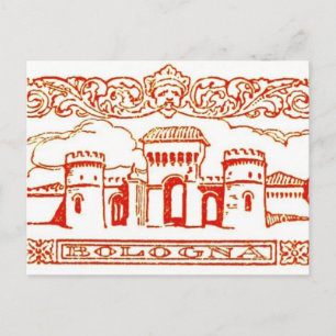 Postal Bologna Italia repertorio antiguo de carpintería