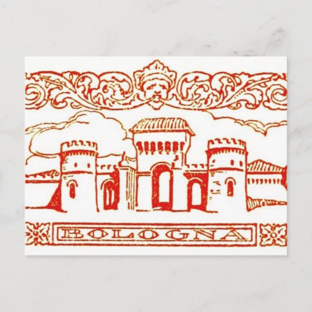 Postal Bologna Italia repertorio antiguo de carpintería (Anverso)