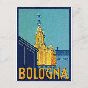Postal Bolonia, edificios de la ciudad, Italia, viaje vin