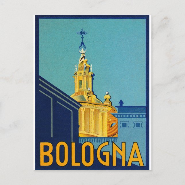Postal Bolonia, edificios de la ciudad, Italia, viaje vin (Anverso)