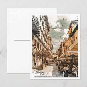 Postal Bolonia Italia Hermoso paisaje de pintura al óleo