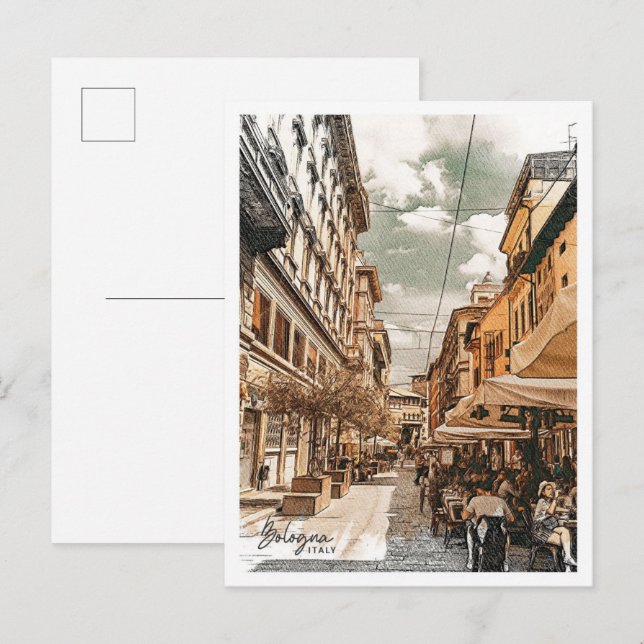 Postal Bolonia Italia Hermoso paisaje de pintura al óleo (Anverso / Reverso)