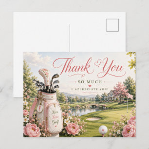 Postal Bolsa de Golf en Campo de Golf con Flores