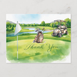 Postal Bolsa de golf en curso de golf acuarela para golfi