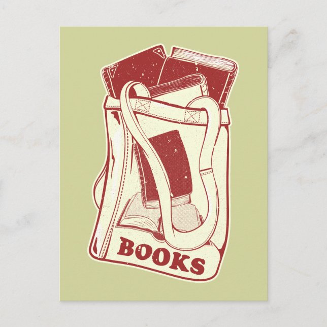 Postal Bolsa de libros que me encanta leer (Anverso)