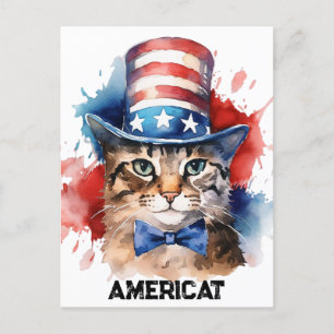 Postal Bolsa de mano del gato patriótico americano, 4 de 