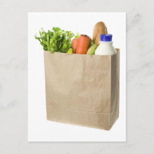 Postal Bolsa de papel llena de comestibles