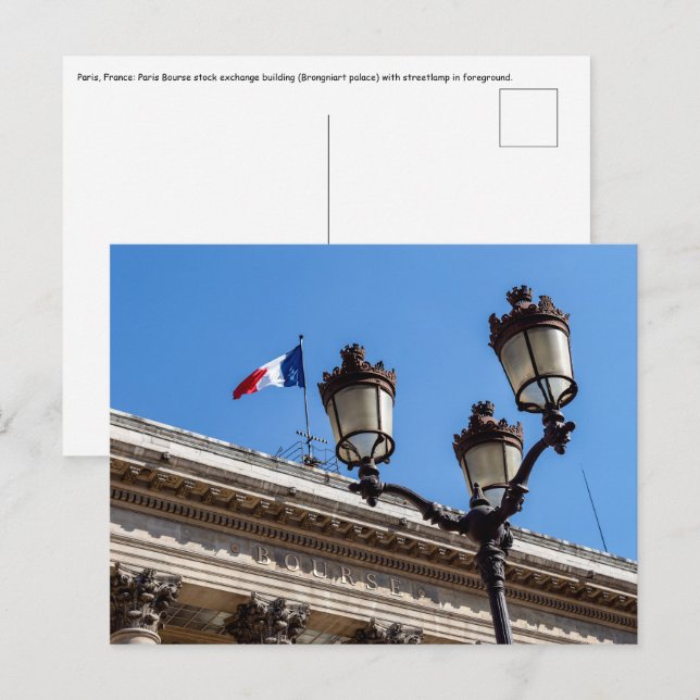 Postal Bolsa de valores de París - Francia (Anverso / Reverso)