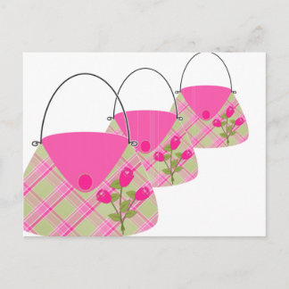 Postal Bolsa rosa con verde