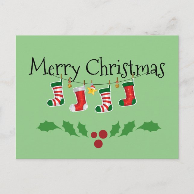Postal Bolsas de Navidades coloridas—Feliz Navidad (Anverso)