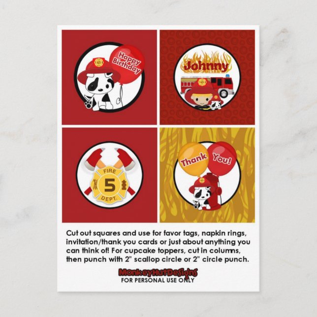 Postal Bolsas de topper de la torta de cumpleaños FIREFIG (Anverso)