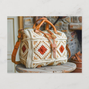 Postal Bolso de ganchillo hecho de finos cuadrados de Gra