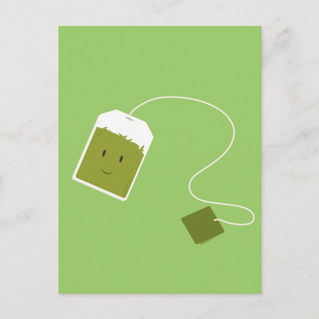 Postal Bolso de té verde sonriente (Anverso)
