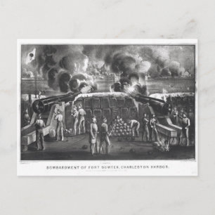 Postal Bombardeo de Fort Sumter, puerto de Charleston