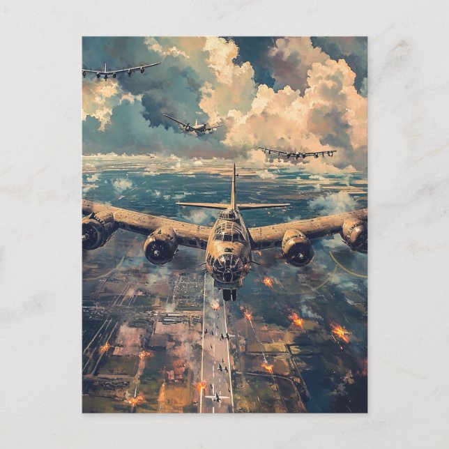 Postal Bombardero B-24 en una pintura de misión (Anverso)