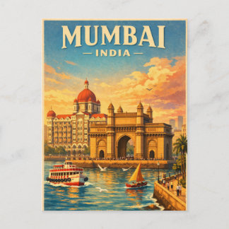 Postal Bombay, India, en un clásico retro