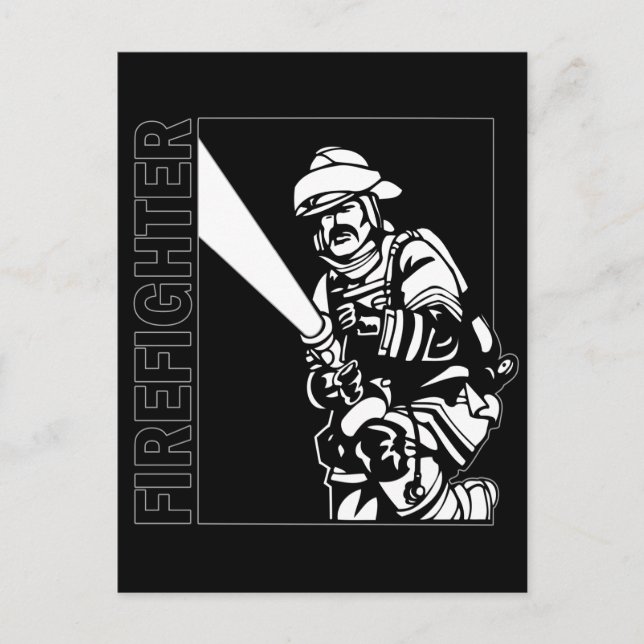 Postal Bombero en blanco y negro (Anverso)