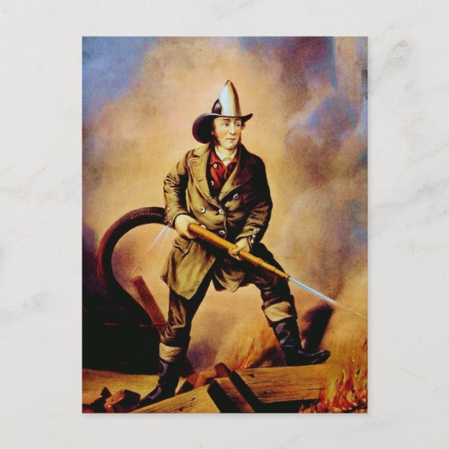 Postal Bombero victoriano "El bombero estadounidense" (Anverso)