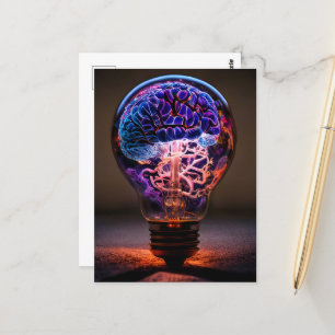 Postal Bombilla eléctrica de luz del cerebro