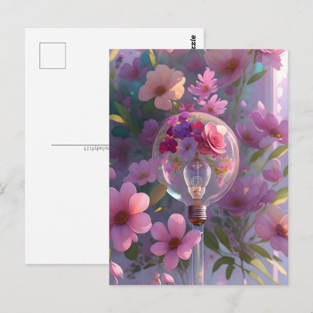 Postal Bombilla floral, poscruce (Anverso / Reverso)