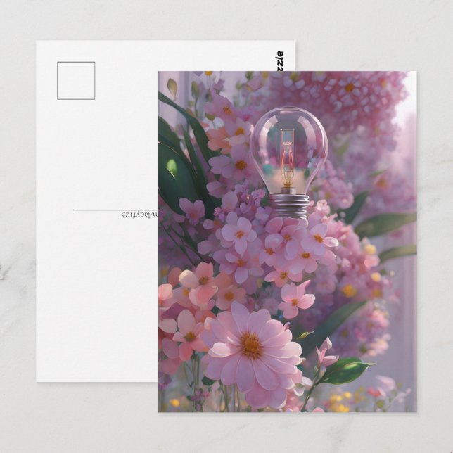 Postal Bombilla floral, poscruce (Anverso / Reverso)