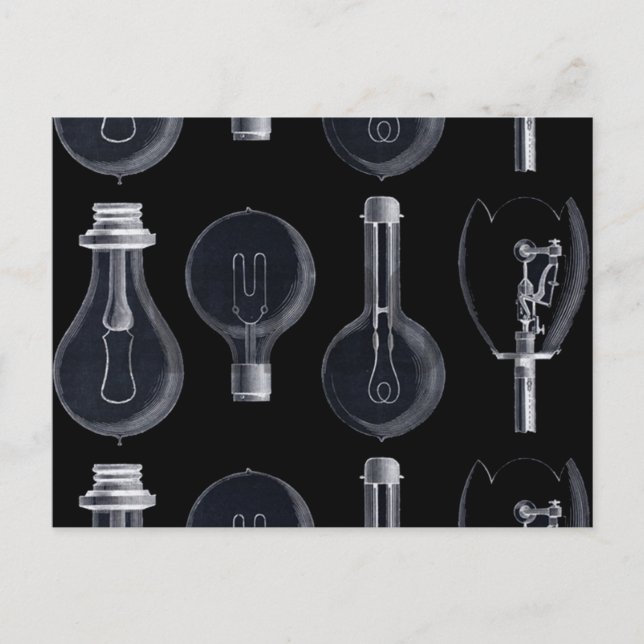 Postal Bombillas en la exposición de electricidad de 1882 (Anverso)