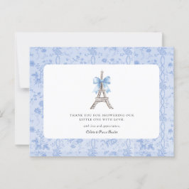 Postal Bon Jour Bebe Azul romántico francés Gracias