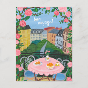 Postal BON VOYAGE Flores Terraza Tea Time París