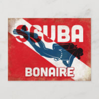 Bonaire Scuba Diver - Blue Retro