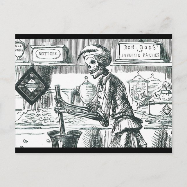 Postal "BonBons para Fiestas juveniles" Farmacéutico malv (Anverso)